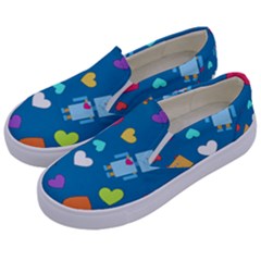 Robot Love Pattern Kids  Canvas Slip Ons by Bigfootshirtshop