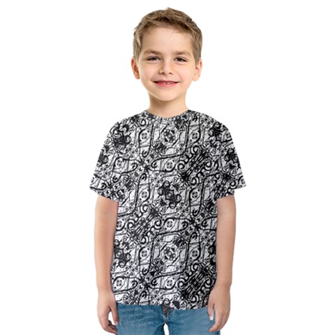 Black And White Ornate Pattern Kids  Sport Mesh Tee by dflcprints