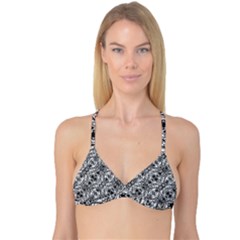 Black And White Ornate Pattern Reversible Tri Bikini Top by dflcprints