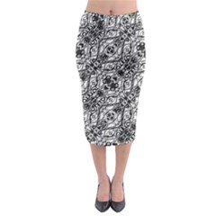 Black And White Ornate Pattern Midi Pencil Skirt by dflcprints