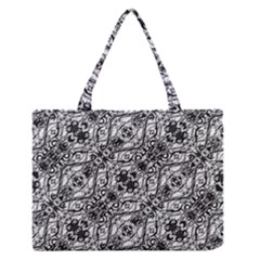 Black And White Ornate Pattern Zipper Medium Tote Bag by dflcprints