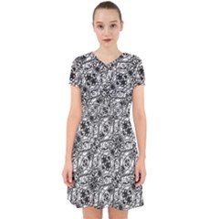 Black And White Ornate Pattern Adorable In Chiffon Dress by dflcprints