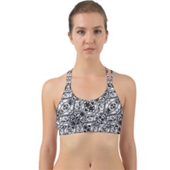 Black And White Ornate Pattern Back Web Sports Bra