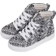 Black And White Ornate Pattern Kid s Hi-top Skate Sneakers