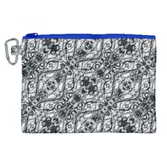 Black And White Ornate Pattern Canvas Cosmetic Bag (xl)