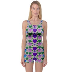 Love In Eternity Is Sweet As Candy Pop Art One Piece Boyleg Swimsuit by pepitasart