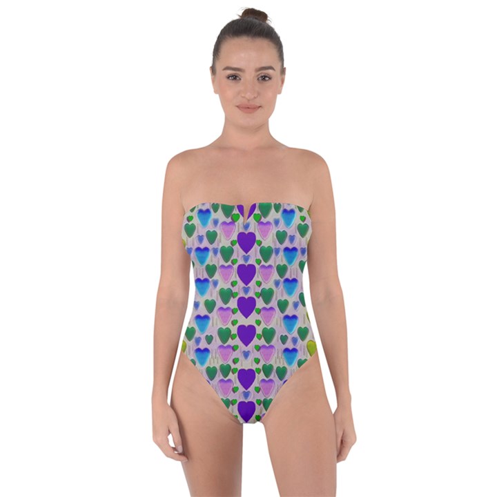 Love In Eternity Is Sweet As Candy Pop Art Tie Back One Piece Swimsuit