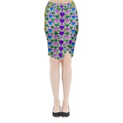 Love In Eternity Is Sweet As Candy Pop Art Midi Wrap Pencil Skirt by pepitasart