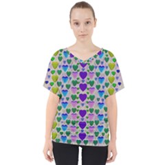 Love In Eternity Is Sweet As Candy Pop Art V-neck Dolman Drape Top by pepitasart