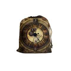 Wonderful Steampunk Desisgn, Clocks And Gears Drawstring Pouches (medium)  by FantasyWorld7