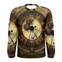 Wonderful Steampunk Desisgn, Clocks And Gears Men s Long Sleeve Tee by FantasyWorld7