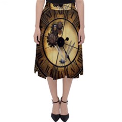 Wonderful Steampunk Desisgn, Clocks And Gears Folding Skater Skirt by FantasyWorld7