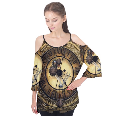 Wonderful Steampunk Desisgn, Clocks And Gears Flutter Tees by FantasyWorld7