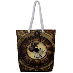 Wonderful Steampunk Desisgn, Clocks And Gears Full Print Rope Handle Tote (small) by FantasyWorld7