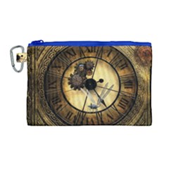 Wonderful Steampunk Desisgn, Clocks And Gears Canvas Cosmetic Bag (large)