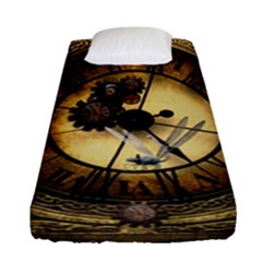 Wonderful Steampunk Desisgn, Clocks And Gears Fitted Sheet (single Size) by FantasyWorld7