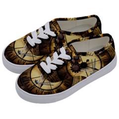 Wonderful Steampunk Desisgn, Clocks And Gears Kids  Classic Low Top Sneakers by FantasyWorld7