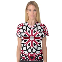 Mandala Flower V-Neck Sport Mesh Tee