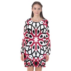 Mandala Flower Long Sleeve Chiffon Shift Dress  by berwies