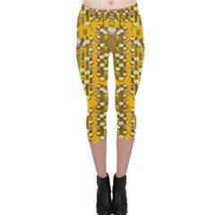 Rain Showers In The Rain Forest Of Bloom And Decorative Liana Capri Leggings  by pepitasart