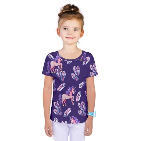 Unicorns Crystals Kids  One Piece Tee by BubbSnugg