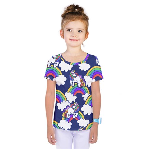 Rainbow Unicorns Kids  One Piece Tee by BubbSnugg