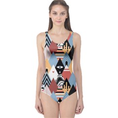 Abstract Diamond Pattern One Piece Swimsuit by Bigfootshirtshop