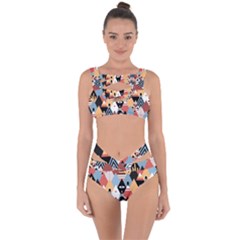 Abstract Diamond Pattern Bandaged Up Bikini Set  by Bigfootshirtshop