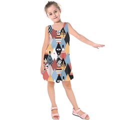 Abstract Diamond Pattern Kids  Sleeveless Dress by Bigfootshirtshop