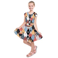 Abstract Diamond Pattern Kids  Short Sleeve Dress by Bigfootshirtshop