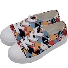 Abstract Diamond Pattern Kids  Low Top Canvas Sneakers by Bigfootshirtshop