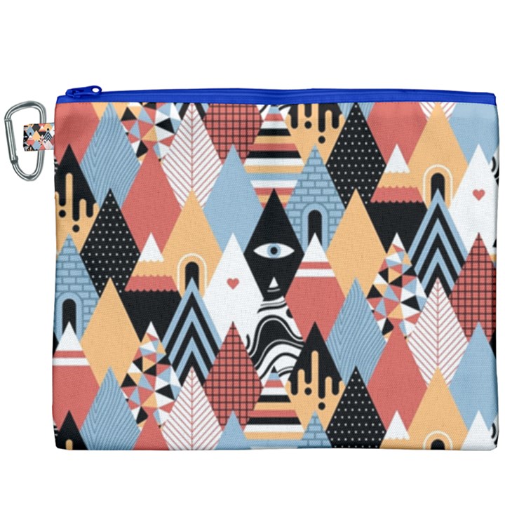 Abstract Diamond Pattern Canvas Cosmetic Bag (XXXL)