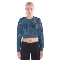 Arabesque Vintage Graphic Nature Cropped Sweatshirt