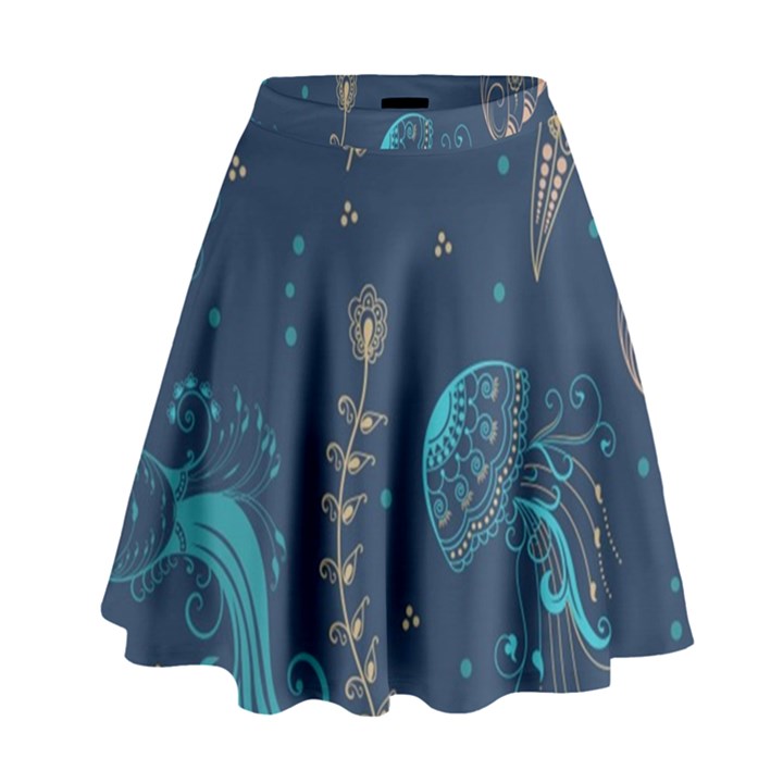 Arabesque Vintage Graphic Nature High Waist Skirt