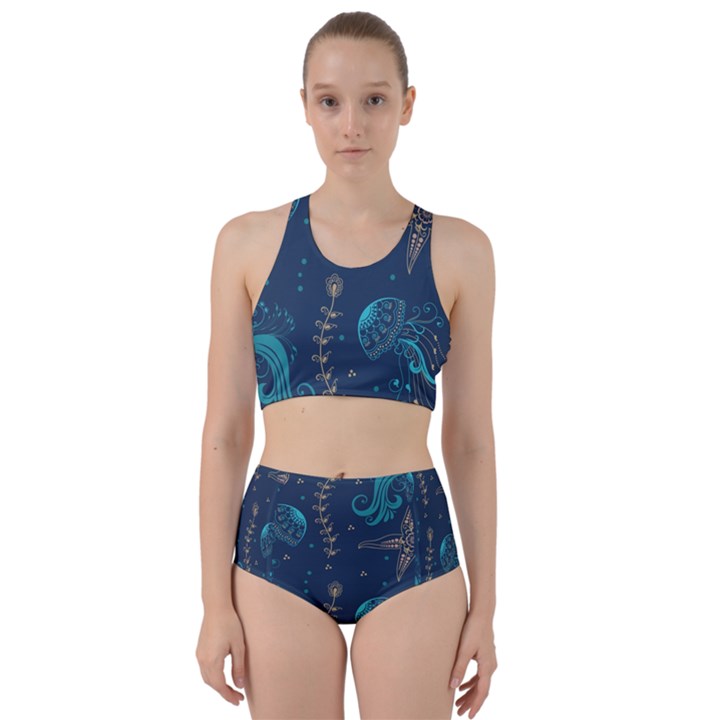 Arabesque Vintage Graphic Nature Racer Back Bikini Set