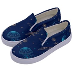 Arabesque Vintage Graphic Nature Kids  Canvas Slip Ons by Bigfootshirtshop