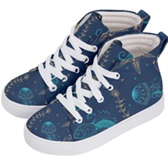 Arabesque Vintage Graphic Nature Kid s Hi-top Skate Sneakers