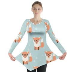 Cute Fox Pattern Long Sleeve Tunic  by Bigfootshirtshop