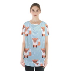 Cute Fox Pattern Skirt Hem Sports Top by Bigfootshirtshop