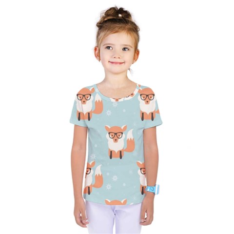 Cute Fox Pattern Kids  One Piece Tee by Bigfootshirtshop