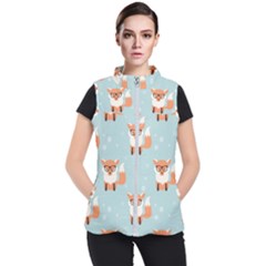 Cute Fox Pattern Women s Puffer Vest by Bigfootshirtshop