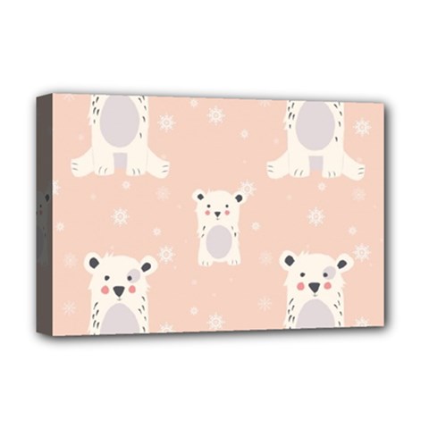 Cute Polar Bear Pattern Deluxe Canvas 18  X 12   by Bigfootshirtshop