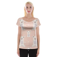 Cute Polar Bear Pattern Cap Sleeve Tops by Bigfootshirtshop