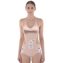 Cute Polar Bear Pattern Cut-out One Piece Swimsuit by Bigfootshirtshop