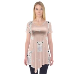 Cute Polar Bear Pattern Short Sleeve Tunic  by Bigfootshirtshop