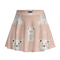 Cute Polar Bear Pattern Mini Flare Skirt by Bigfootshirtshop