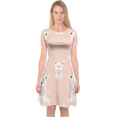 Cute Polar Bear Pattern Capsleeve Midi Dress by Bigfootshirtshop