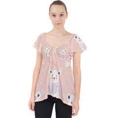 Cute Polar Bear Pattern Lace Front Dolly Top