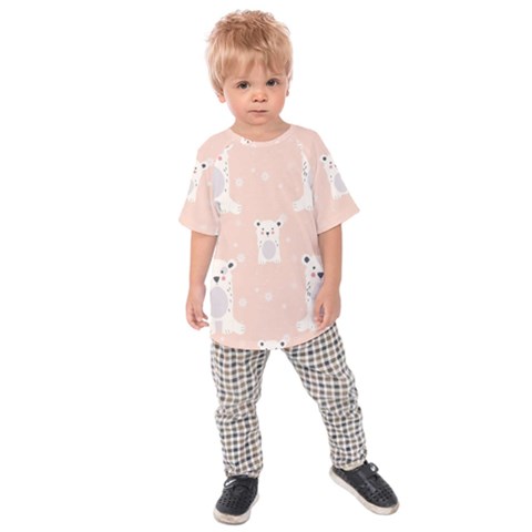 Cute Polar Bear Pattern Kids Raglan Tee by Bigfootshirtshop