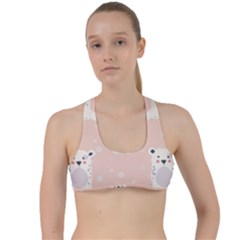 Cute Polar Bear Pattern Criss Cross Racerback Sports Bra by Bigfootshirtshop